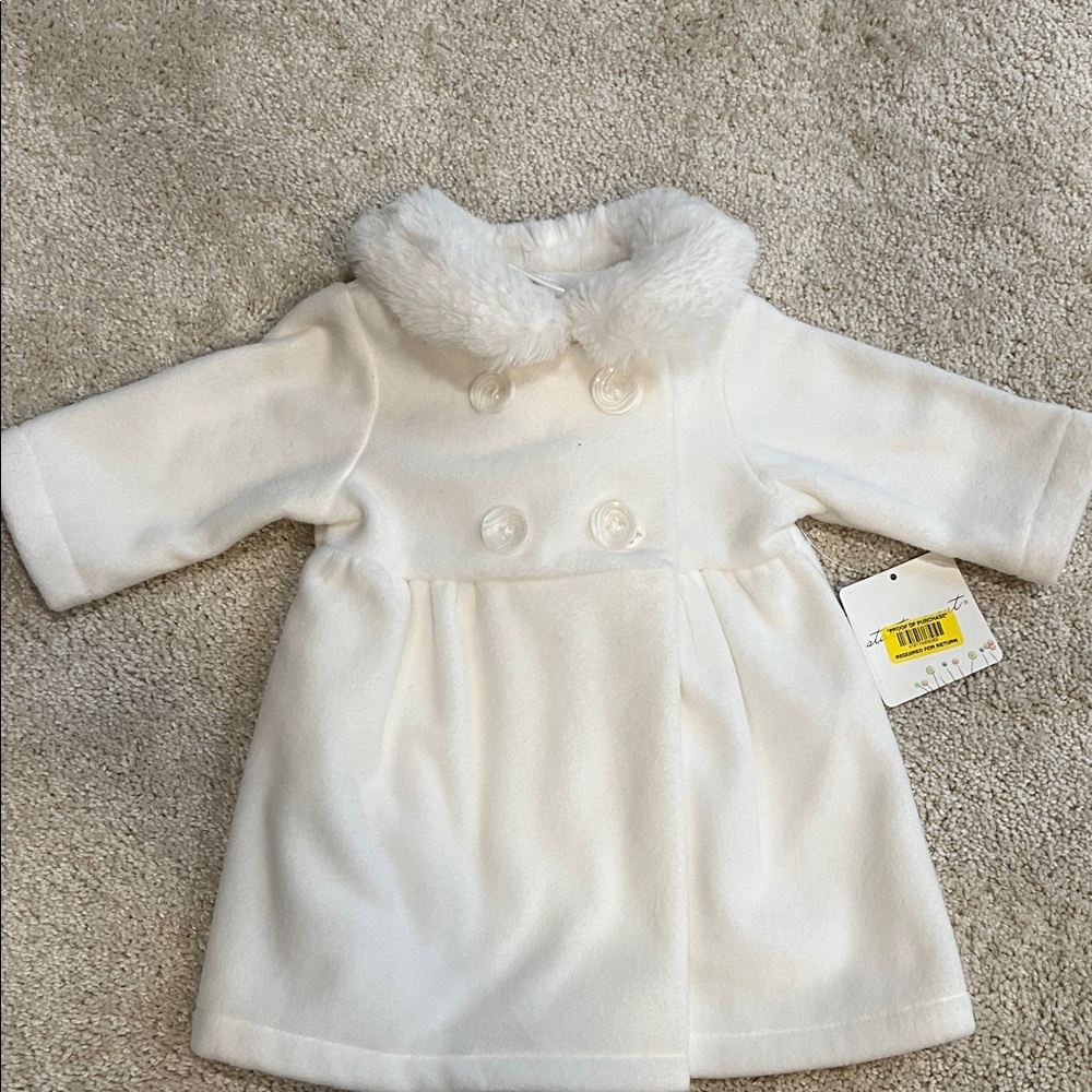 Starting Out White Kids Pea Coat
